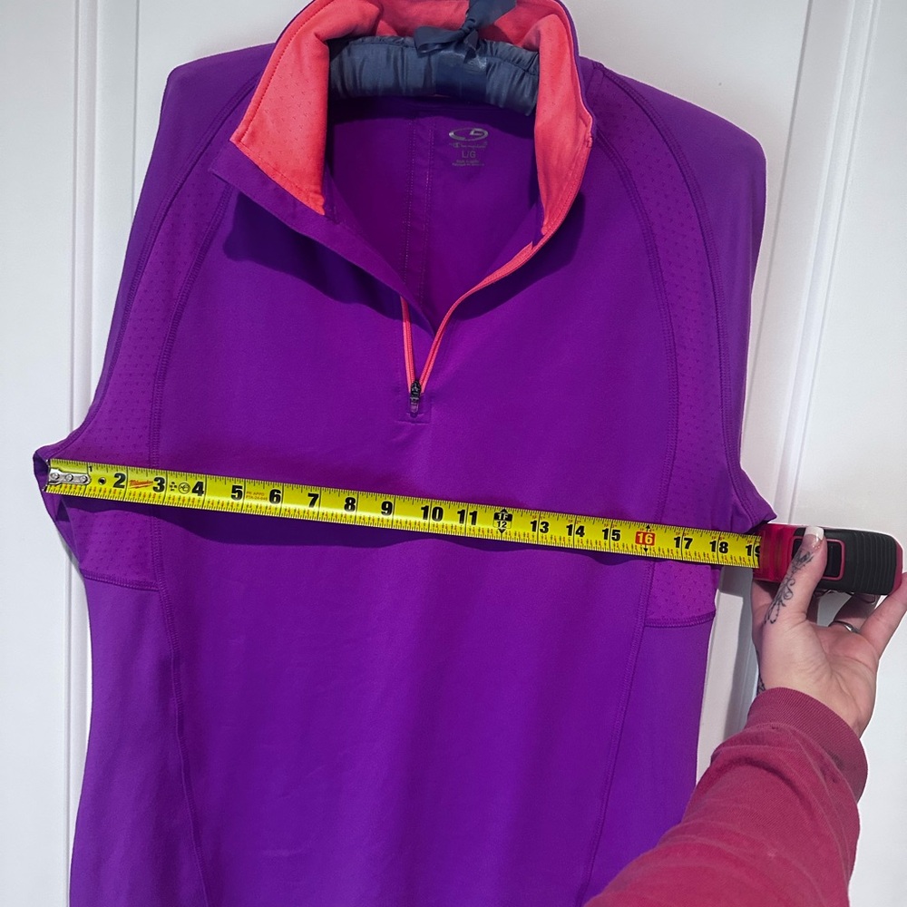Champion C9 Purple Quarter Zip Athletic Pullover Lightweight Running Top LG - Picture 4 of 11